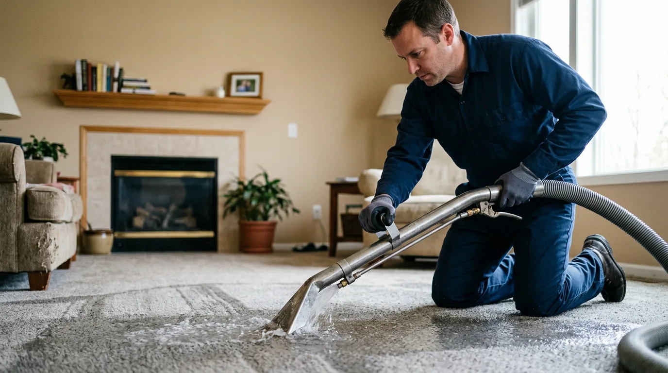 Water damage restoration technician working near Wanamingo, MN